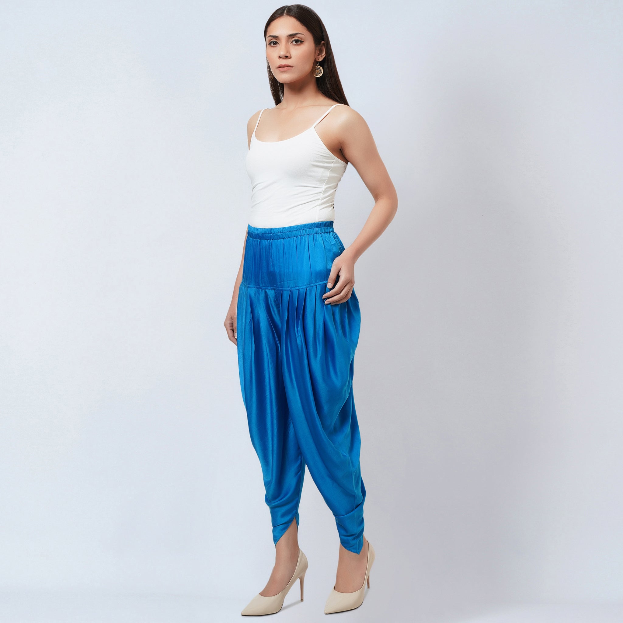 Solid Color Dupion Silk Dhoti Pant in Navy Blue | Dhoti pants, Pants women  fashion, Dress clothes for women